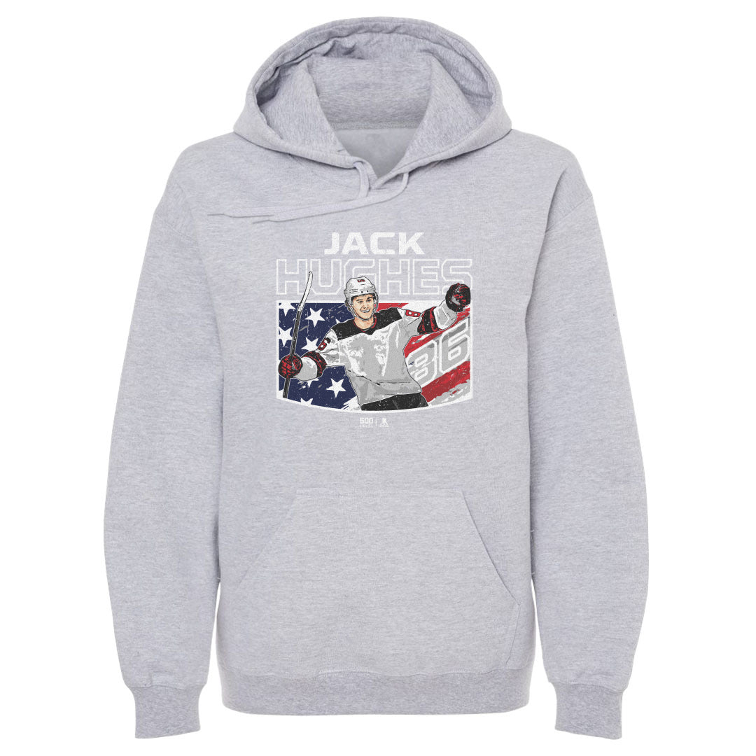 Jack Hughes New Jersey American Flag WHT