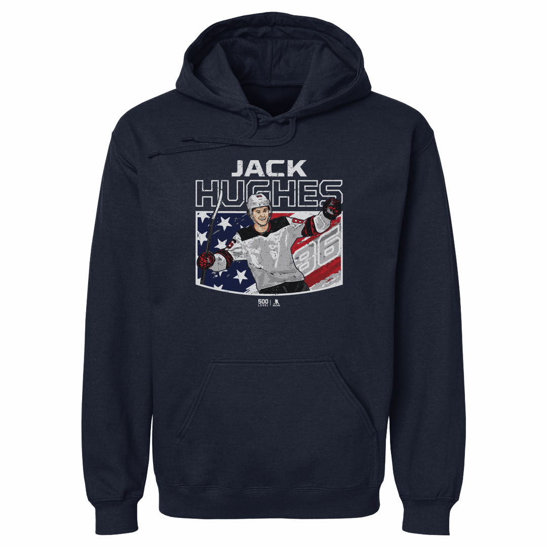 Jack Hughes New Jersey American Flag WHT