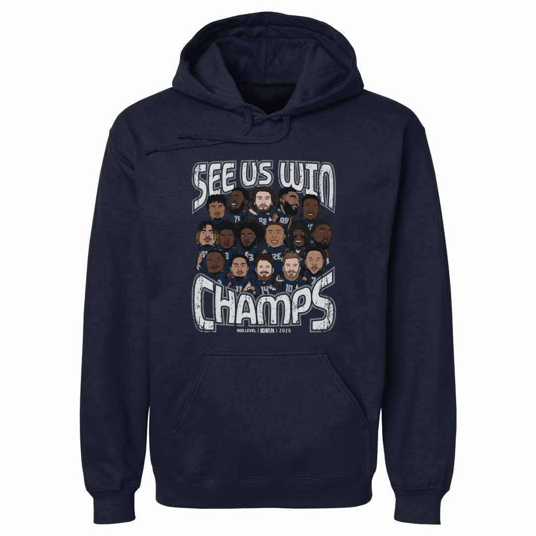 Seattle Football 2025 Champs Cartoon WHT