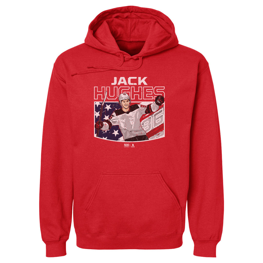 Jack Hughes New Jersey American Flag WHT
