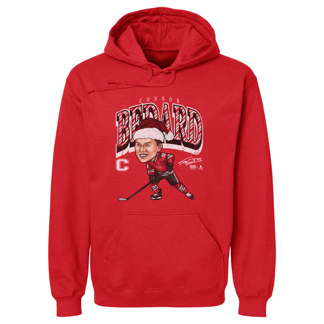 Connor Bedard Chicago Cartoon Santa Hat WHT