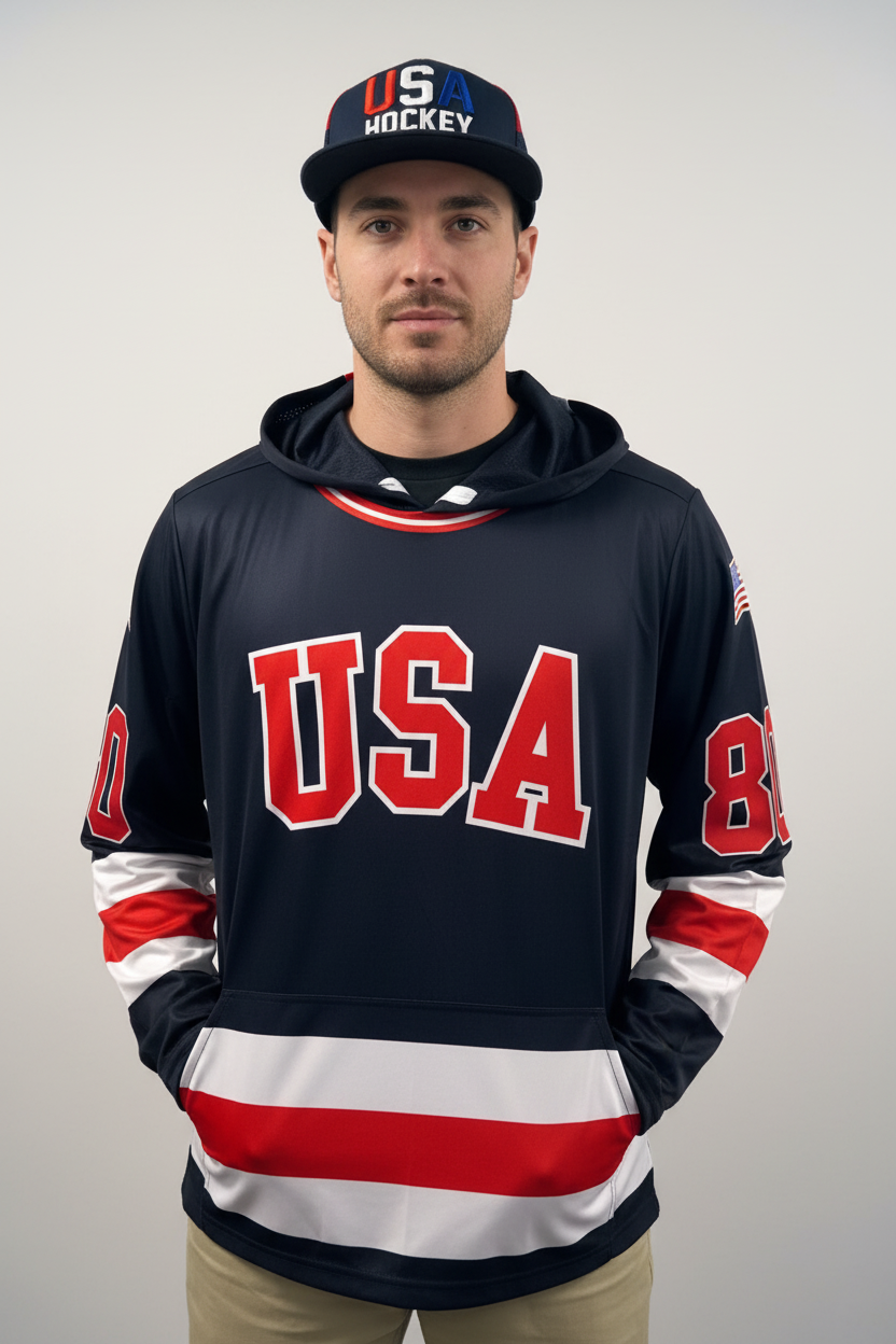 Miracle on Ice USA Hockey 1980 Lightweight Navy Hoodie