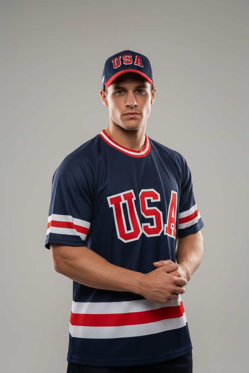 USA Hockey Adult Miracle on Ice 1980 Team Jersey Authentic Navy T-Shirt