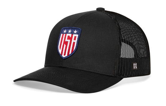 USA Shield Trucker Haka Hat Black America Snapback