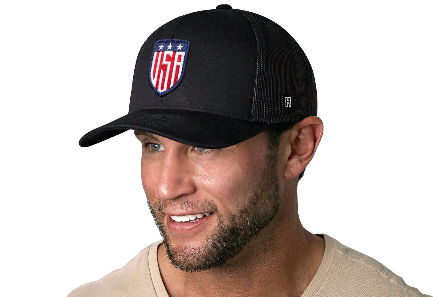 USA Shield Trucker Haka Hat Black America Snapback