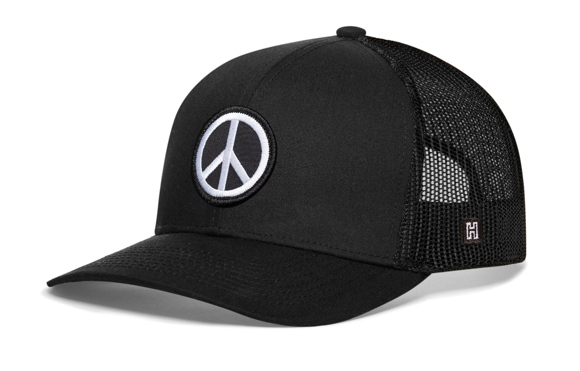 Peace Sign Trucker Haka Hat Black Love Snapback