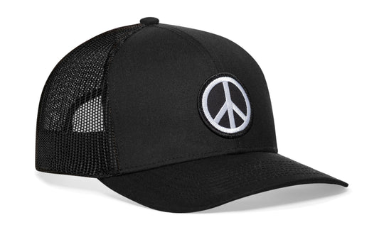 Peace Sign Trucker Haka Hat Black Love Snapback