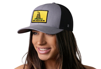 Dont Tread On Me Trucker Haka Hat Gray-Black Gadsden Flag Yellow Snapback
