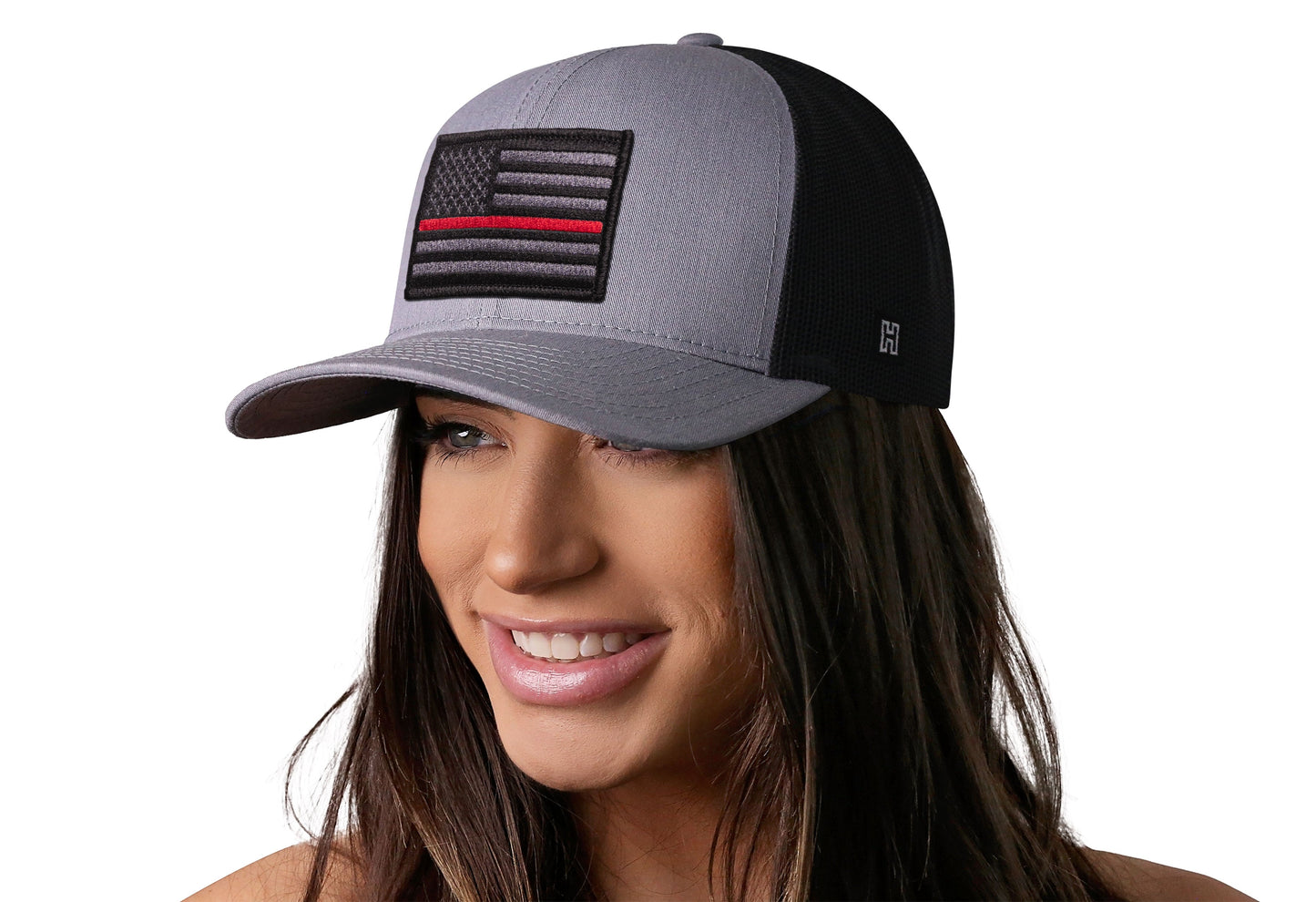 Thin Red Line Trucker Haka Hat Gray-Black Fire Tactical Snapback