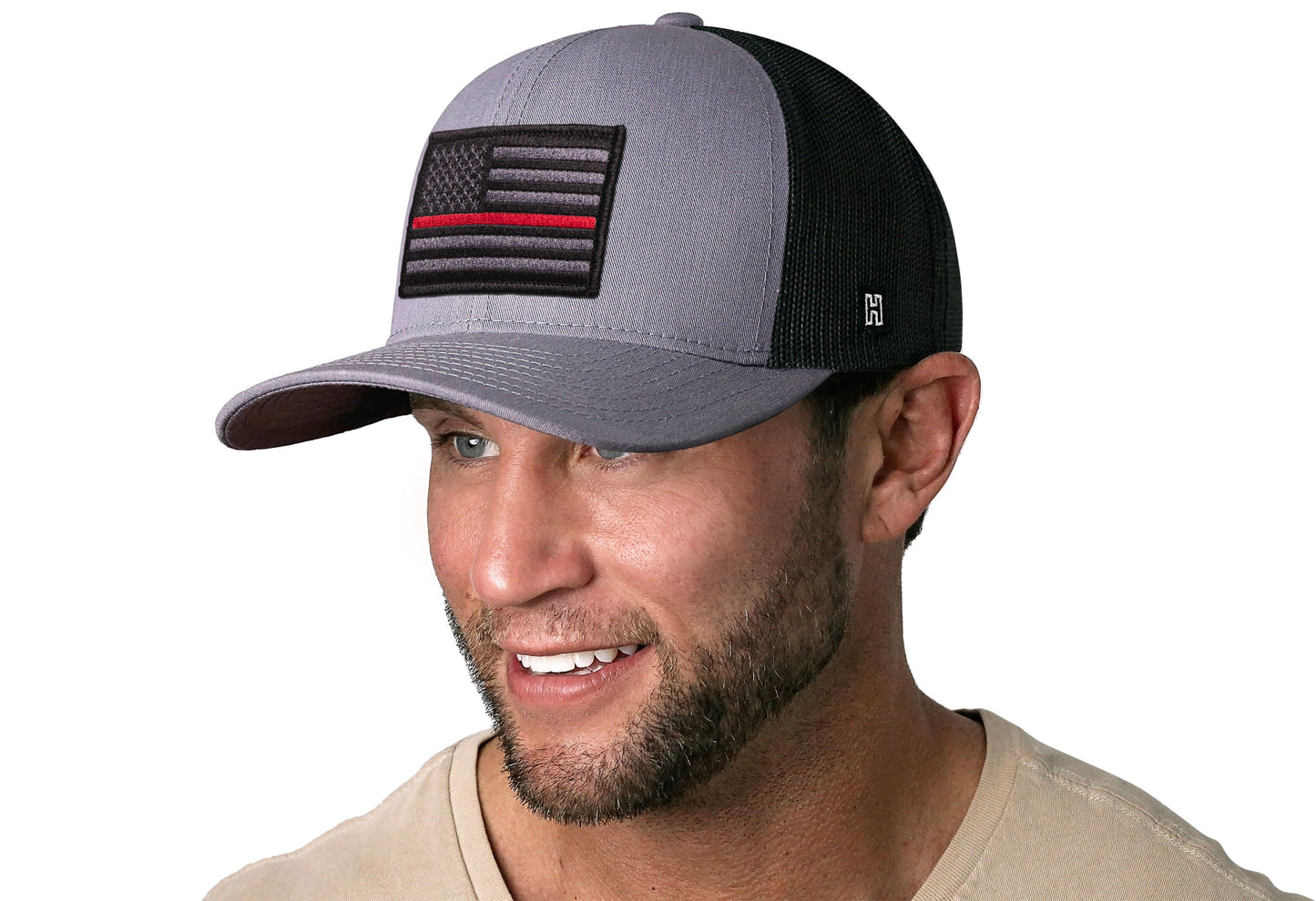 Thin Red Line Trucker Haka Hat Gray-Black Fire Tactical Snapback