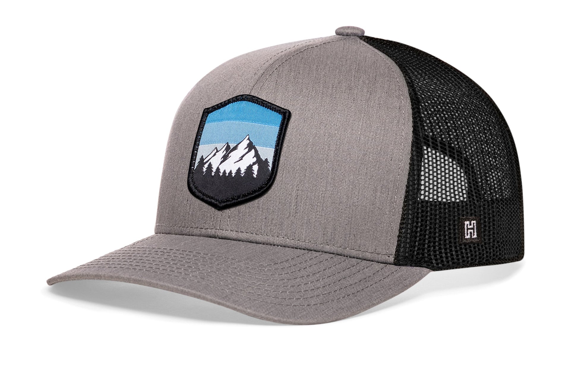 Mountains and Sky Trucker Haka Hat Gray-Black Outdoors Snapback