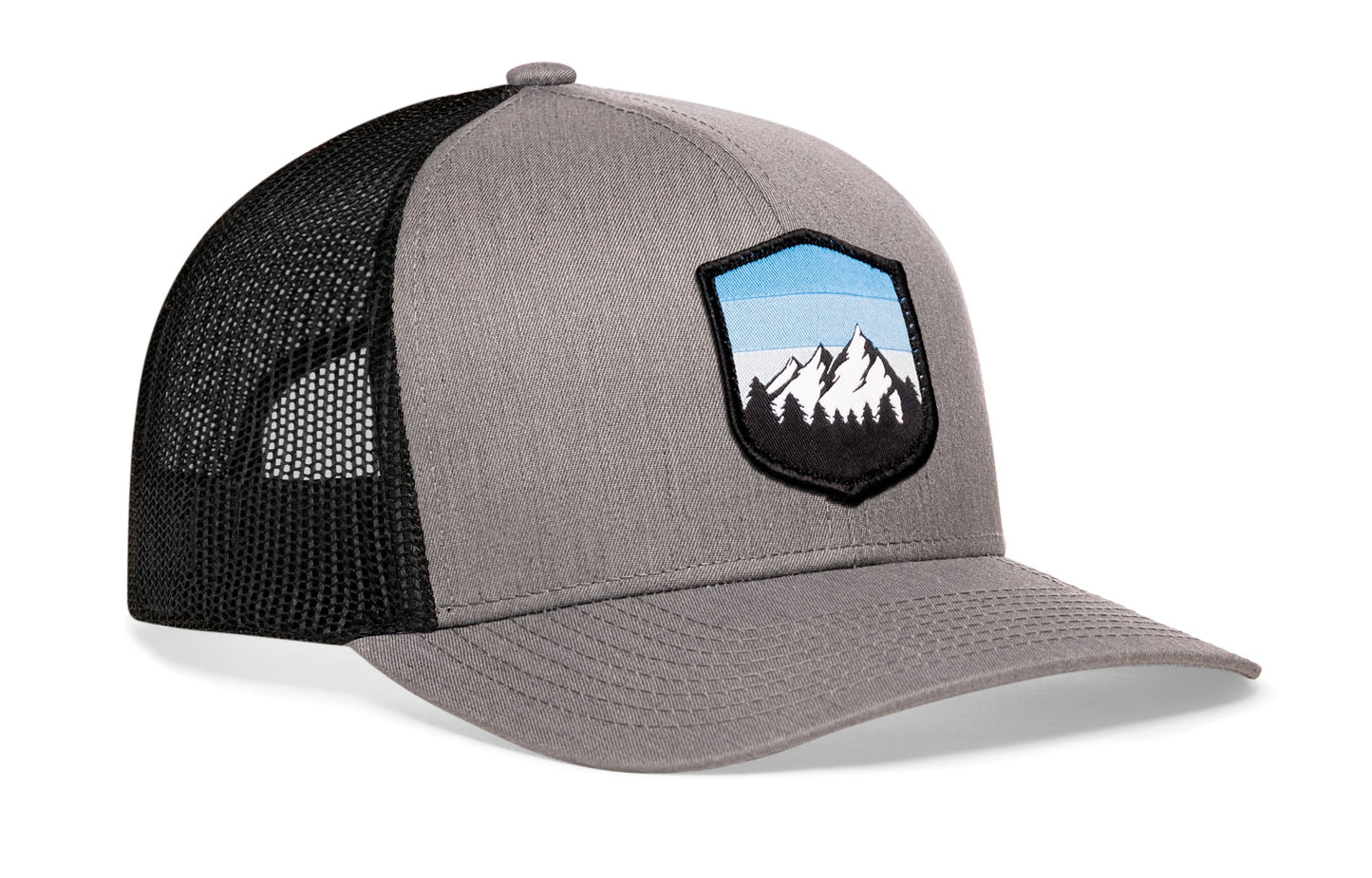 Mountains and Sky Trucker Haka Hat Gray-Black Outdoors Snapback
