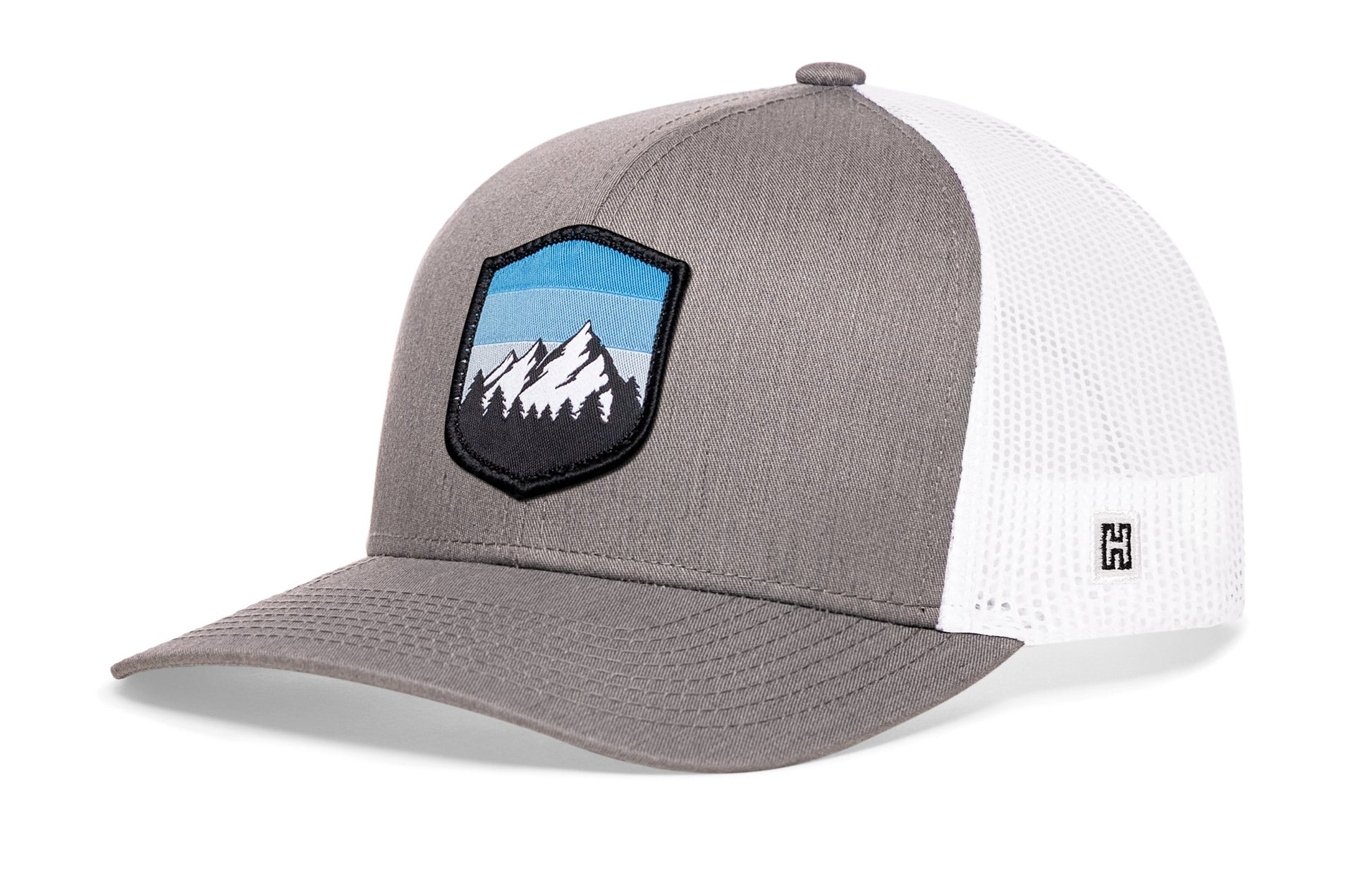 Mountains and Sky Trucker Haka Hat Gray-White Outdoors Snapback