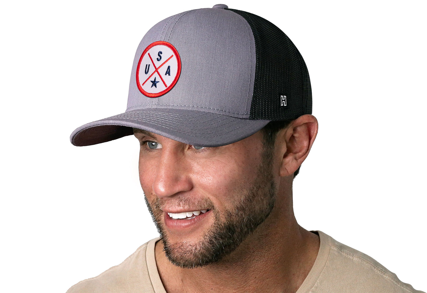 USA Trucker Haka Hat Gray-Black America Snapback