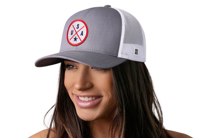 USA Trucker Haka Hat Gray-White America Snapback