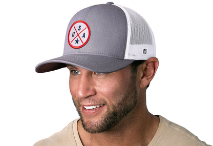 USA Trucker Haka Hat Gray-White America Snapback