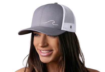 Wave Trucker Haka Hat Gray-White Beach Snapback