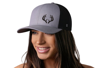 Buck Antler Trucker Haka Hat Gray-Black Buck Antler Snapback