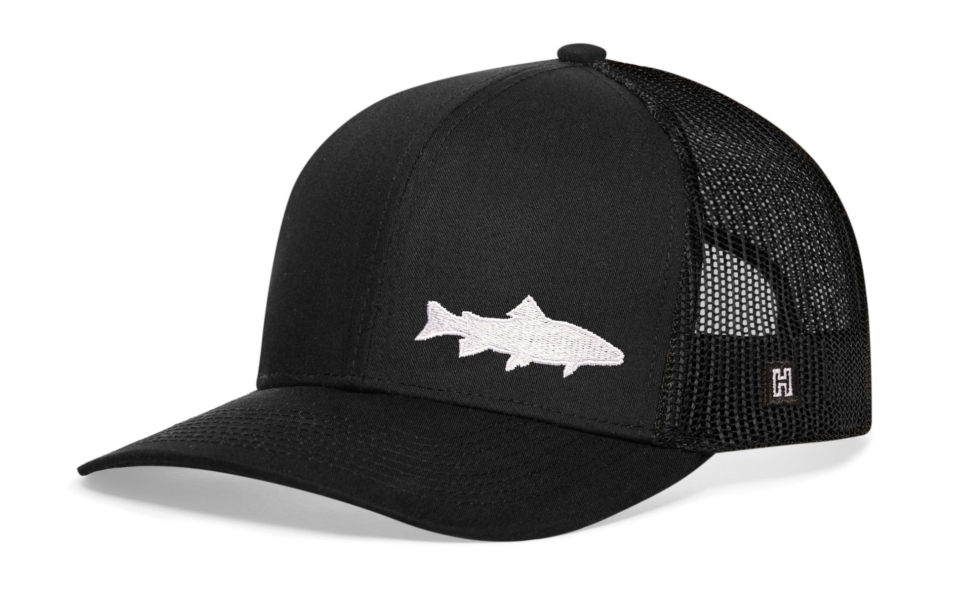 Steelhead Fish Trucker Haka Hat Black Steelhead Fish Snapback
