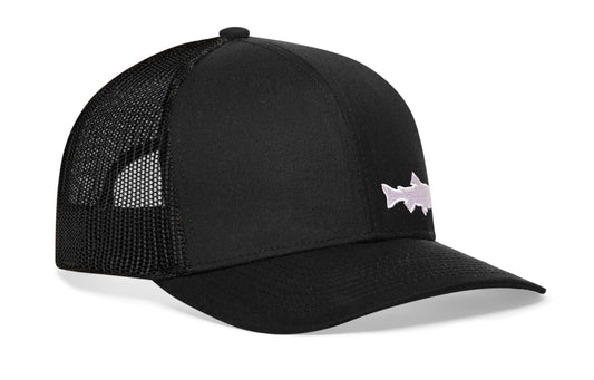 Steelhead Fish Trucker Haka Hat Black Steelhead Fish Snapback