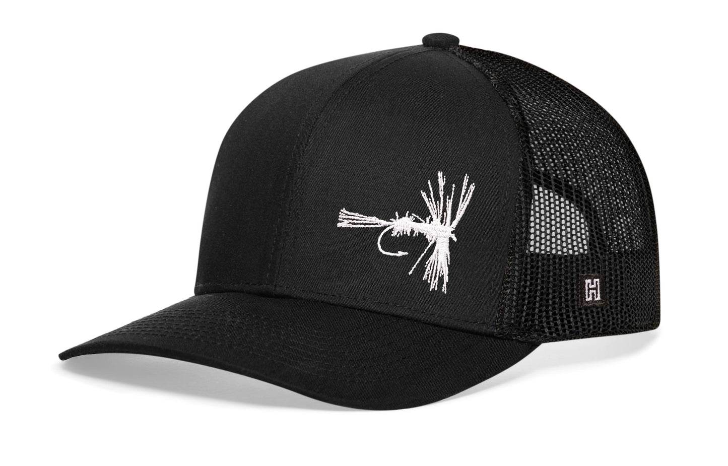 Fly Fishing Trucker Haka Hat Black Fly Fishing Snapback
