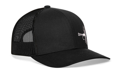 Fly Fishing Trucker Haka Hat Black Fly Fishing Snapback