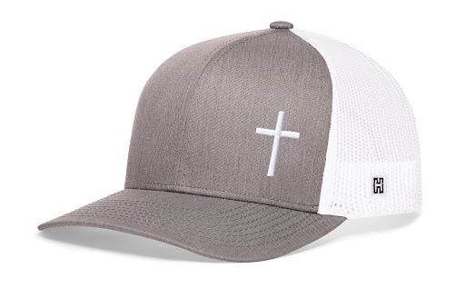 Cross Trucker Haka Hat Gray-White Cross Snapback