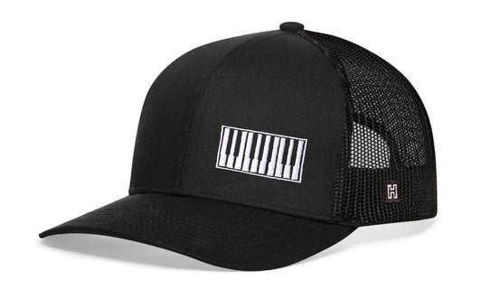 Piano Keys Trucker Haka Hat Black Piano Snapback
