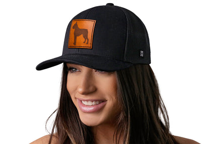 Boxer Trucker Leather Haka Hat Black Dog Snapback