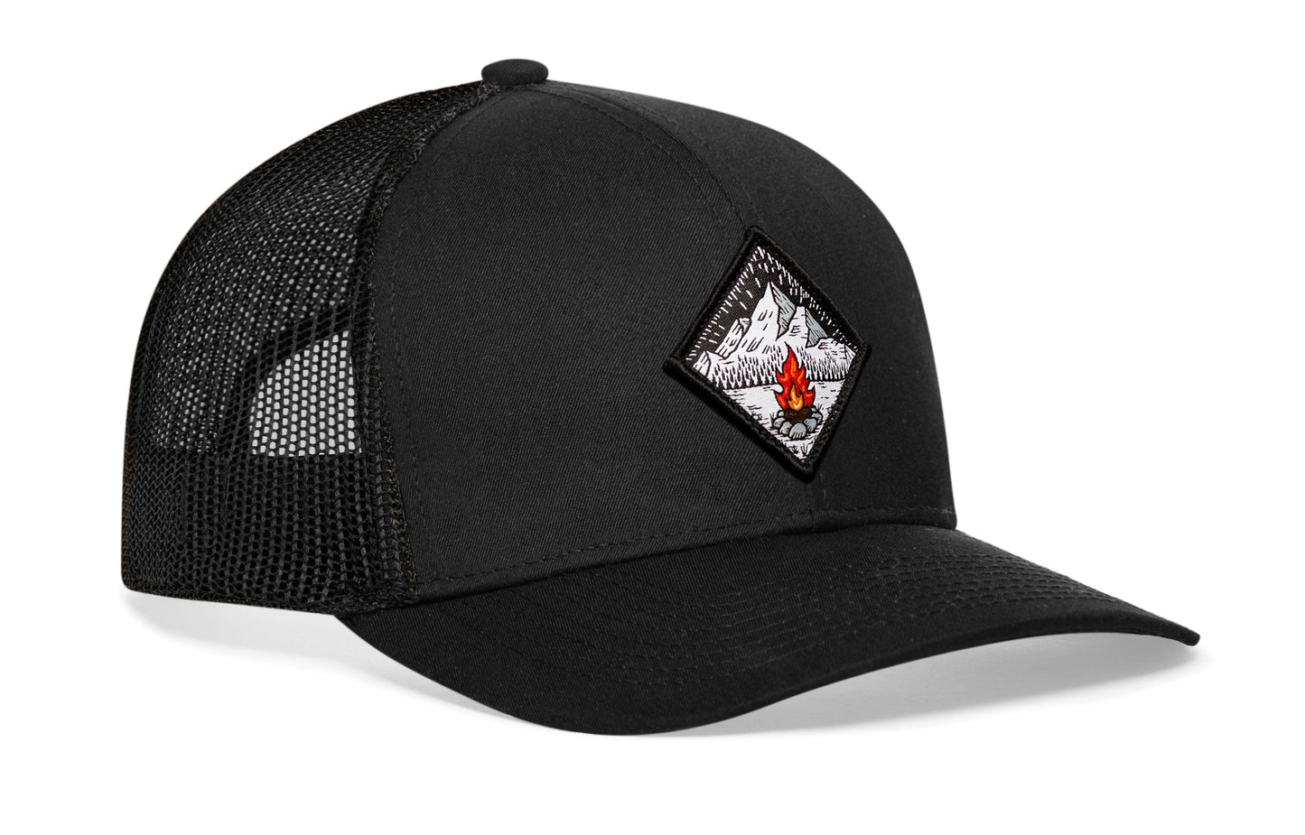 Campfire Trucker Haka Hat Black Outdoors Snapback