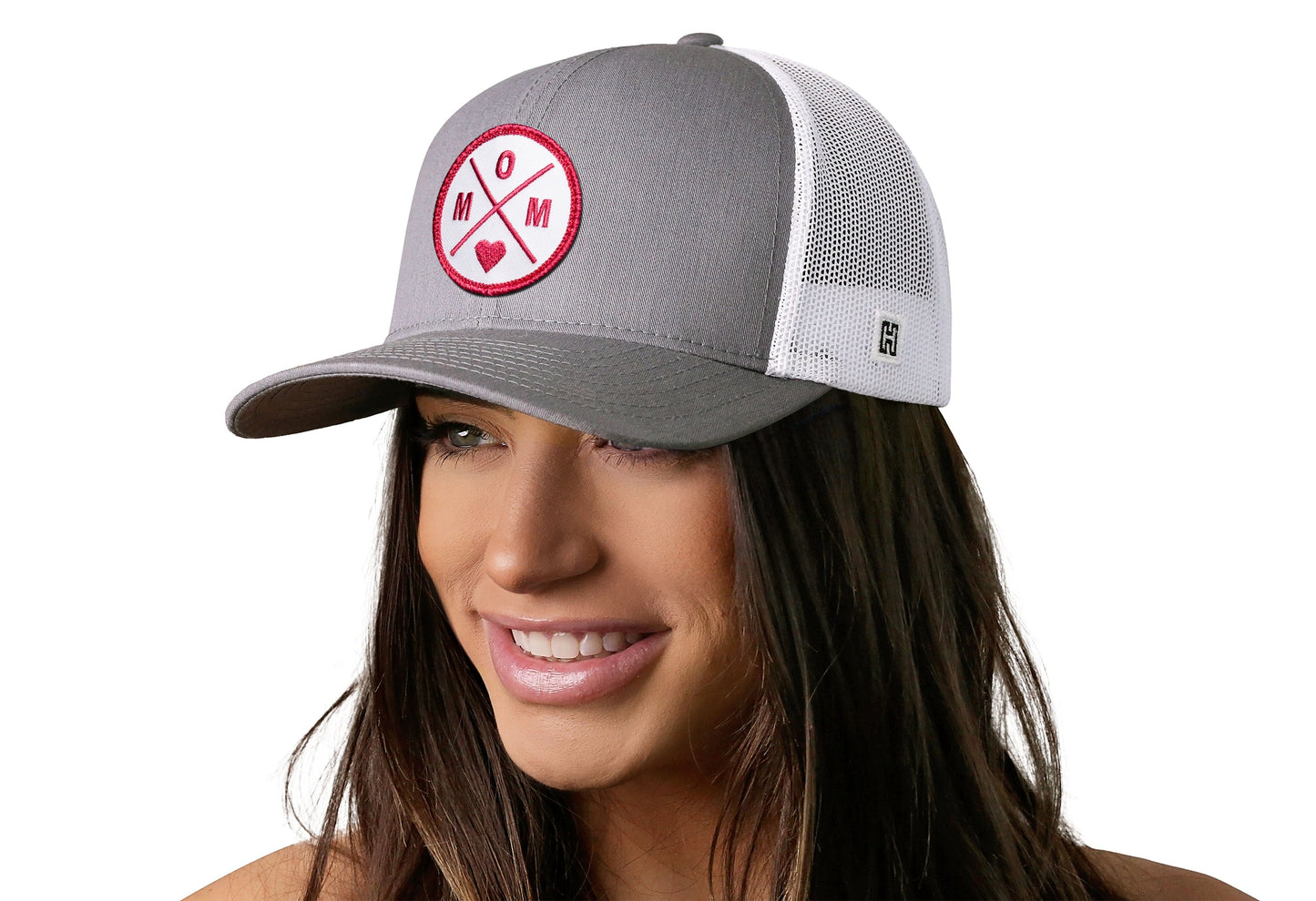 Mom Trucker Haka Hat Gray-White Snapback