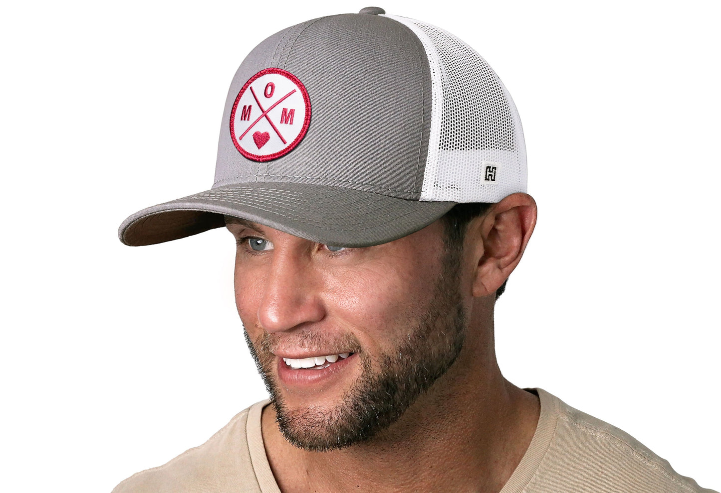 Mom Trucker Haka Hat Gray-White Snapback