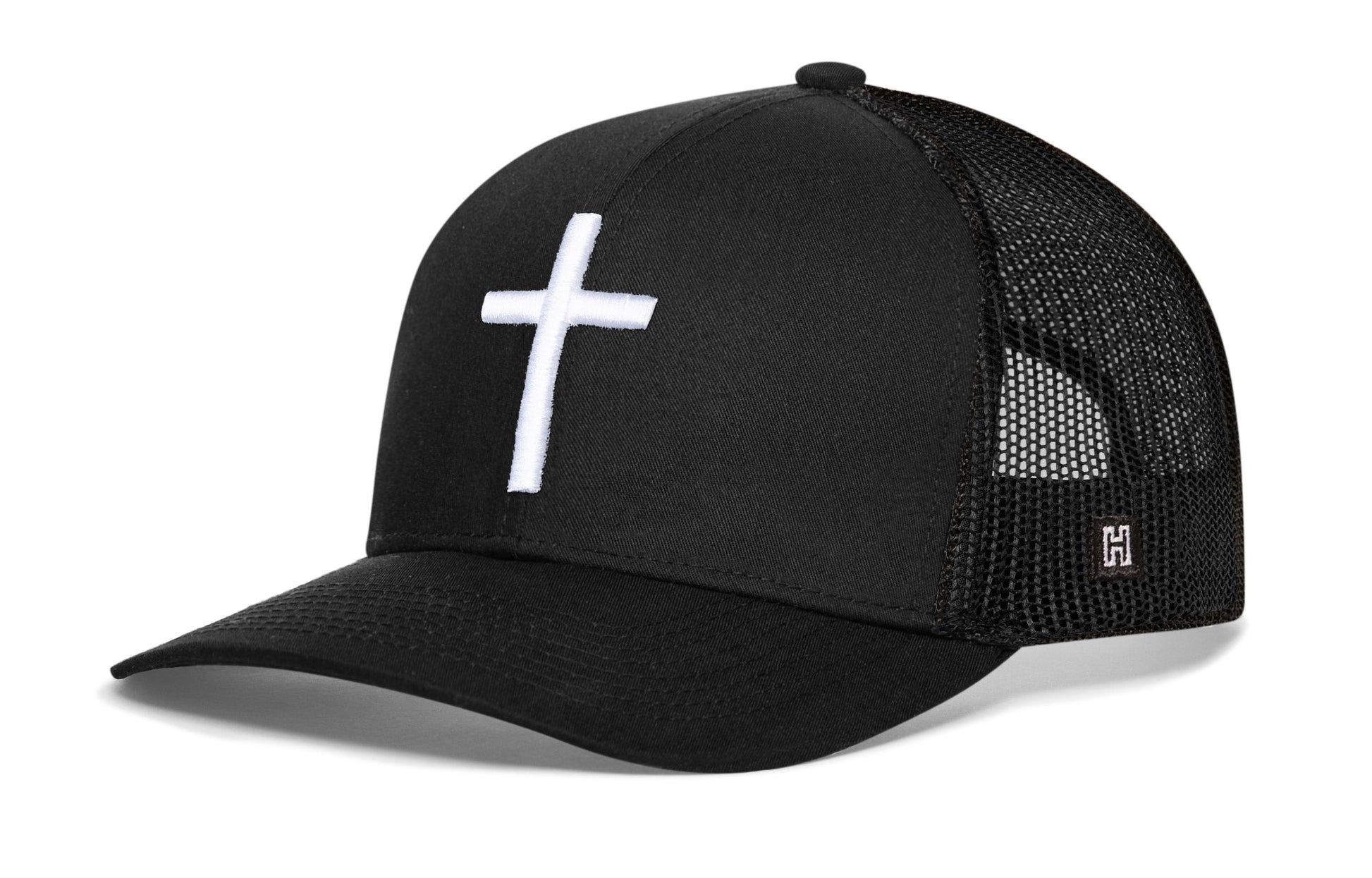 Cross Trucker Haka Hat Black bold cross Snapback
