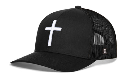 Cross Trucker Haka Hat Black bold cross Snapback