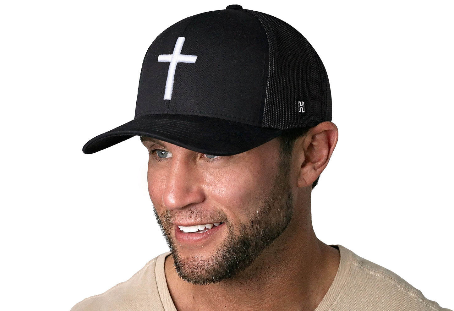 Cross Trucker Haka Hat Black bold cross Snapback