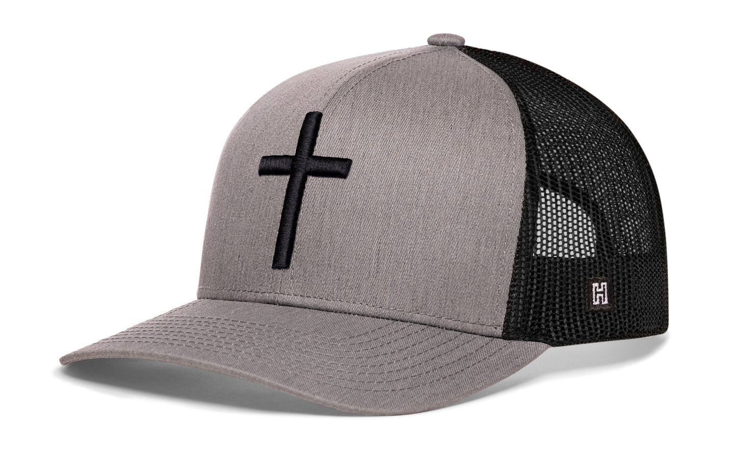 Cross Trucker Haka Hat Gray-Black bold cross Snapback