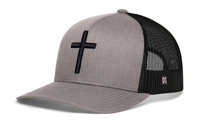 Cross Trucker Haka Hat Gray-Black bold cross Snapback