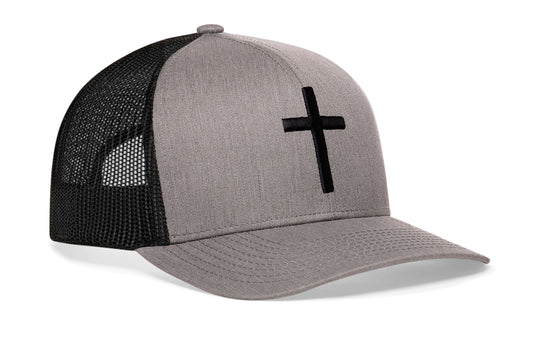 Cross Trucker Haka Hat Gray-Black bold cross Snapback