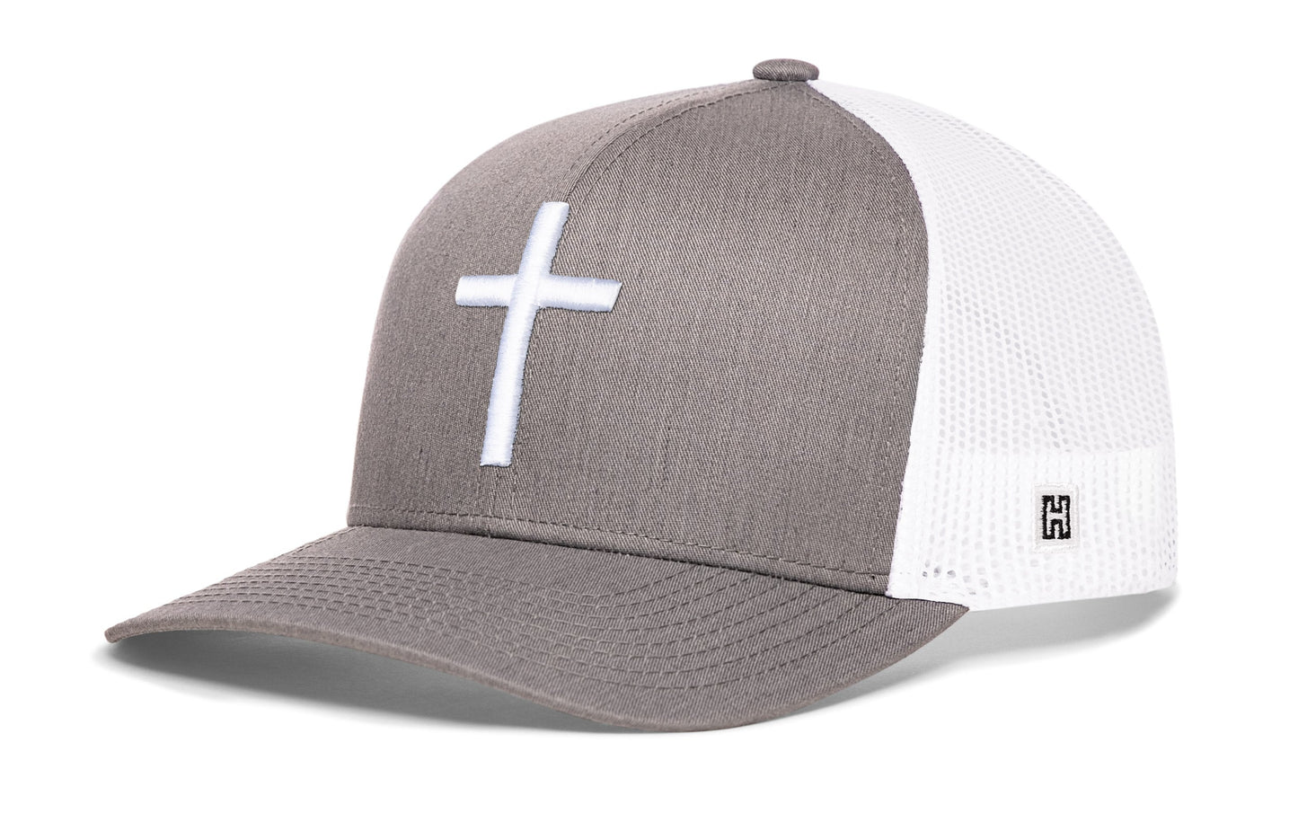 Cross Trucker Haka Hat Gray-White bold cross Snapback