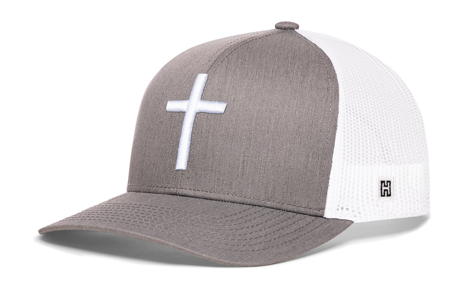 Cross Trucker Haka Hat Gray-White bold cross Snapback