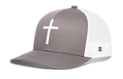 Cross Trucker Haka Hat Gray-White bold cross Snapback