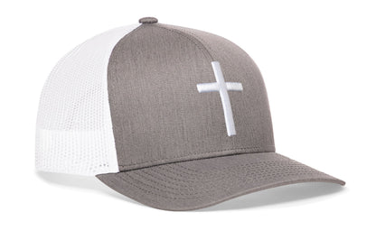 Cross Trucker Haka Hat Gray-White bold cross Snapback