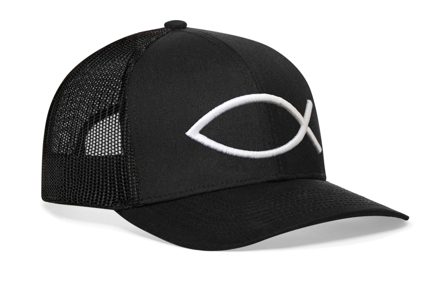 Jesus Fish Trucker Haka Hat Black bold ichthys Snapback