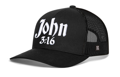 John 3:16 Trucker Haka Hat Black Christian 3D Puff Snapback