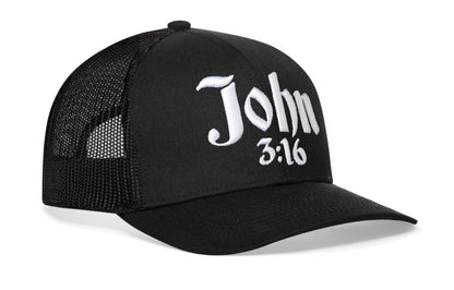 John 3:16 Trucker Haka Hat Black Christian 3D Puff Snapback