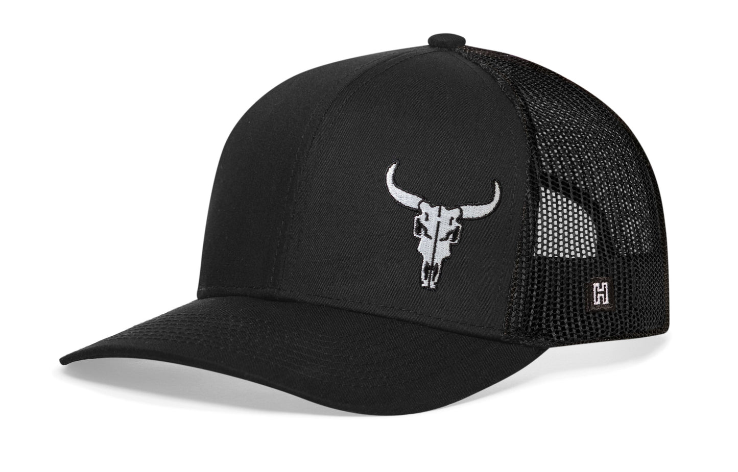Bull Skull Trucker Haka Hat Black Bull Skull Snapback