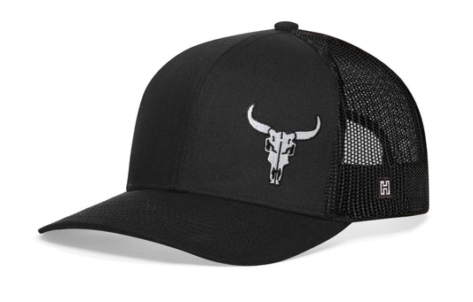 Bull Skull Trucker Haka Hat Black Bull Skull Snapback