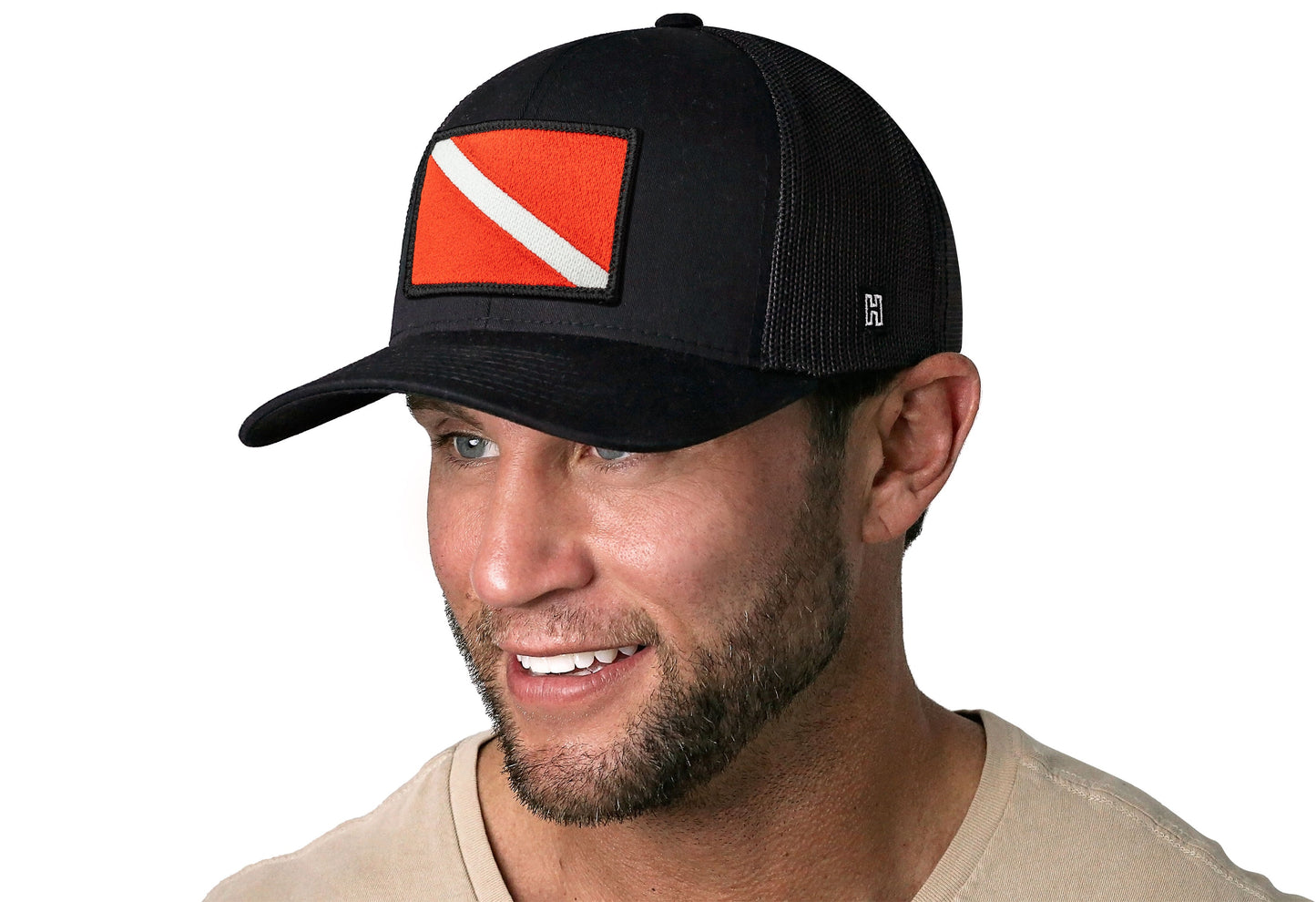Dive Flag Trucker Haka Hat Black Scuba Diving Snapback
