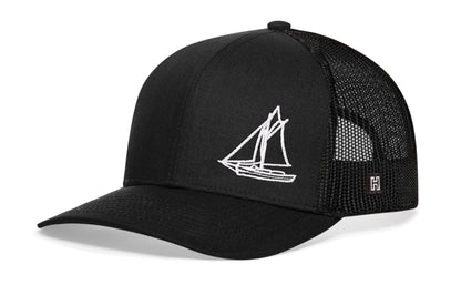 Sailboat Trucker Haka Hat Black  Snapback