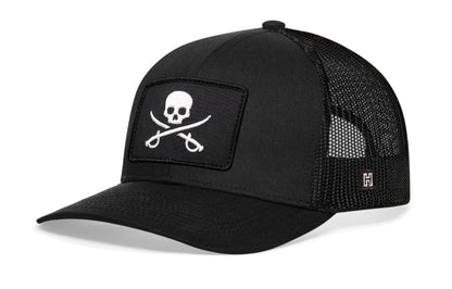 Pirate Flag Trucker Haka Hat Black Jolly Roger Flag Snapback